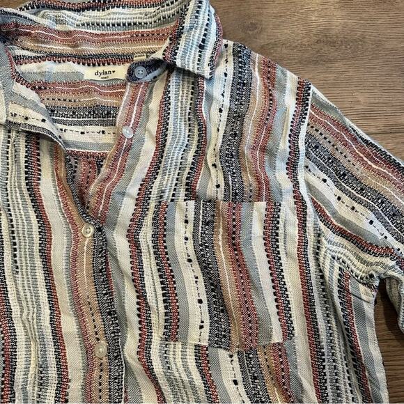 NWOT Anthropologie Dylan Valentina Lux Slub Striped Button Down Size S - Picture 3 of 5